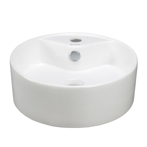 Elanti 15'' White Porcelain Circular Vessel Bathroom Sink & Reviews